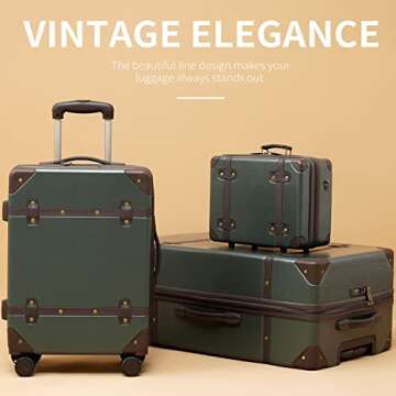 universal trotter Vintage Trunk Luggage Set with Brown Trim, Lightweight and Durable Hard Shell Suitcase Set with Double Spinner Wheels, TSA Lock, 28/20/14