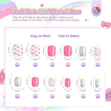 SAVILAND 168Pcs 7 Pack Press on Nails for Kids Children Fake Nails Stick on Nails Pre-glue Full Cover Glitter Gradient Color Star Short Acrylic Nail Tips Nail Art Christmas Gifts for 8-12 Year Kids