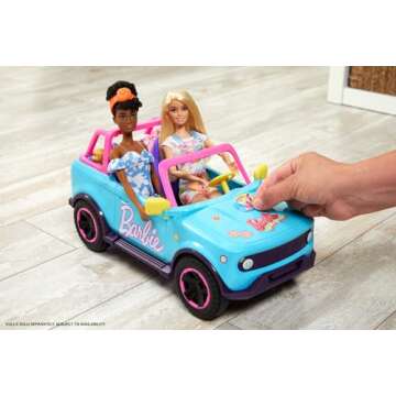 Hot Wheels Barbie RC SUV, Remote-Control Pink Vehicle That Fits 2 Barbie Dolls & Accessories, Includes Kid-Applied Stickers for Customization