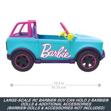 Hot Wheels Barbie RC SUV, Remote-Control Pink Vehicle That Fits 2 Barbie Dolls & Accessories, Includes Kid-Applied Stickers for Customization