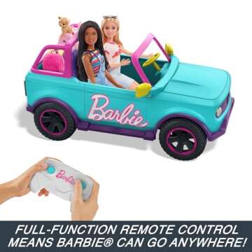 Hot Wheels Barbie RC SUV, Remote-Control Pink Vehicle That Fits 2 Barbie Dolls & Accessories, Includes Kid-Applied Stickers for Customization