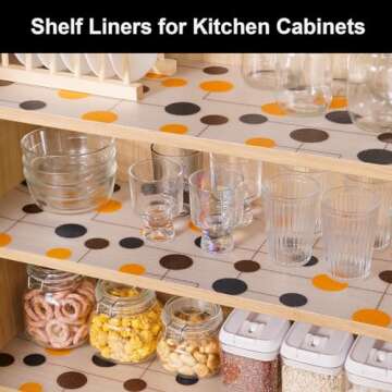 Cooyes Shelf Liner – Premium Cabinet Liner for Kitchen – Non-Slip Shelf Liners for Kitchen Cabinets – Waterproof Shelf Paper with Modern Pattern – Durable EVA Cabinet Liners