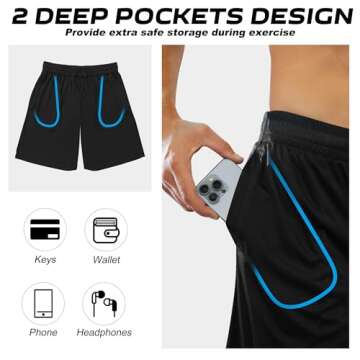 BALENNZ Athletic Shorts for Men with Pockets and Elastic Waistband Quick Dry Activewear