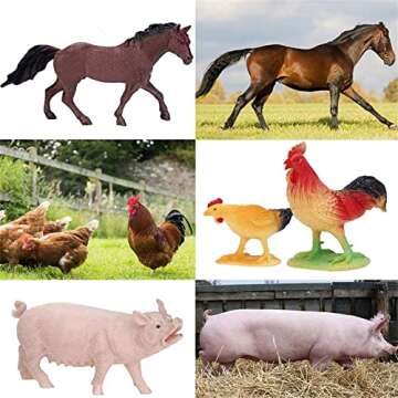 BOLZRA Large Farm Animals Figures, Realistic Simulation Jumbo Plastic Farm Figurines Animal Toys Learning Educational Playset Party Favors Bath Toys Cupcake Toppers for Toddlers Kids