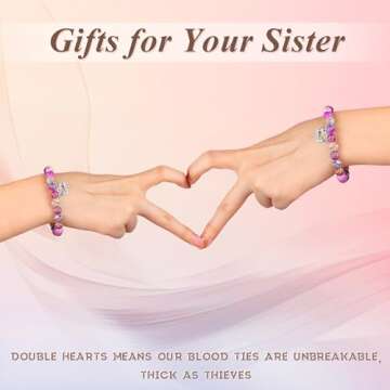 Sister Bracelet as Christmas Gifts for Sister, Double Heart Pendant Sister Gifts for Sister as Big Sister Little Sister Jewelry, Cool Gifts for Adult Sister as Sister Birthday Gifts from Sereney