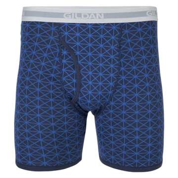 Gildan Boxer Briefs 5-Pack - Large Blue/Grey Mix