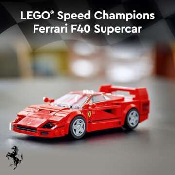 LEGO Speed Champions Ferrari F40 Supercar, Toy Car Model Building Set with Driver Minifigure, Collectible Ferrari Toy for Kids Ages 9 and Up, 76934