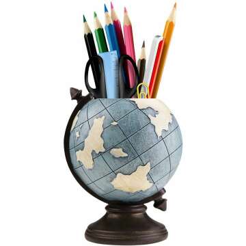 MUAMAX Globe Pen Pencil Holder - Stylish Desk Organizer