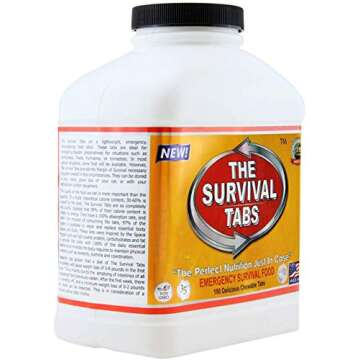 Survival Tabs 15-Day 180 Tabs Emergency Food Ration Survival MREs Food Replacement for Outdoor Activities Disaster Preparedness Gluten Free and Non-GMO 25 Years Shelf Life Long Term - Chocolate Flavor