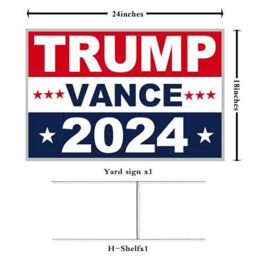 Oligei Trump Yard Signs, Large Trump yard signs 2024 18" X 24", Trump-Vance Yard Signs 2024 Double Sided Fade Resistant, Take America Back Trump Vance Signs for Yard Heavy Duty Metal H-Frames