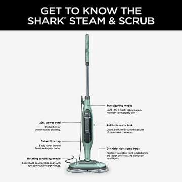 Shark S7000AMZ Steam & Scrub All-in-One Scrubbing and Sanitizing Hard Floor Steam Mop, Pure Water (Renewed)