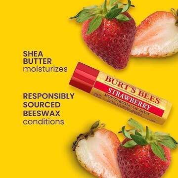 Burt's Bees Lip Balm Stocking Stuffers, Moisturizing Lip Care Christmas Gifts, Strawberry, Lip Moisturizer With Responsibly Sourced Beeswax, Tint-Free, Natural Origin Treatment (2-Pack)