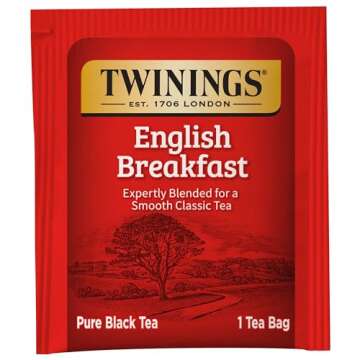 Twinings English Breakfast Black Tea Individually Wrapped Bags, 100 Count (Pack of 1), Smooth, Flavourful, and Robust, Caffeinated, Enjoy Hot or Iced | Packaging May Vary