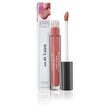 LAURA GELLER NEW YORK Nude Kisses Lip Hugging Lip Gloss - Non-Sticky Finish, Ultra Creamy, High Shine Lip Moisturizer with Vitamin E and Shea Butter, Coastal