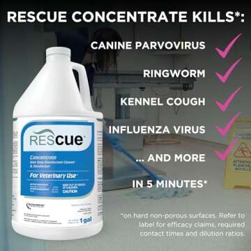 REScue One-Step Disinfectant Cleaner & Deodorizer – For Veterinary Use, Animal Shelters, Pet Foster Homes, Kennels, Litter Box, Pet Grooming Surfaces – Sanitizing Concentrate, 1 Gallon