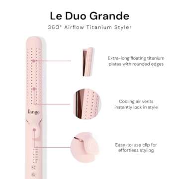 L'ANGE HAIR Le Duo Grande 360° Airflow Styler | 2-in-1 Curling Wand & Titanium Flat Iron Professional Hair Straightener and Curler with Cooling Air Vents to Lock in Style | Adjustable Temp (Blush)