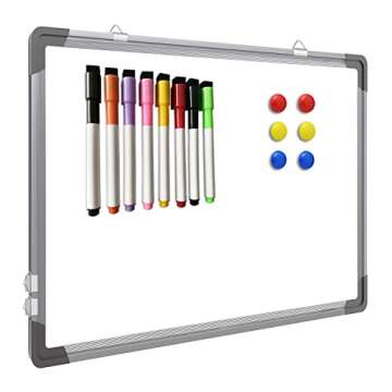 White Board Dry Erase 16" x 12" Hanging Fist School Sign,8 Magnetic Markers ，6 Magnets,Portable Writing, Drawing & Planning Whiteboard Easy to Clean Wall Whiteboard for Office School, Kids, Home