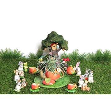 Unique Design Porcelain Miniature Peach Fruit Tea Set Tiny Home Fairy Garden Figurine Mini Dollhouse Kitchen Decor Accessory Kit Small Air Plant Succulent Tillandsia Cactus Pot Planter Supply (Peach)