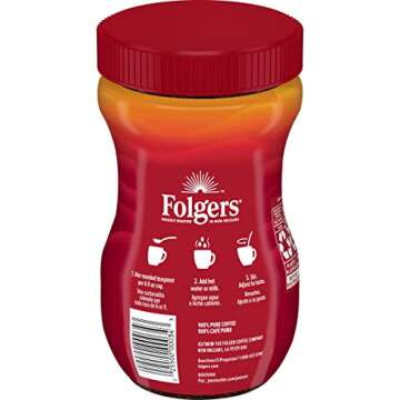 Folgers Classic Roast Instant Coffee - Rich Flavor, 8oz for Quick Brews