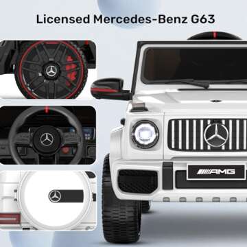 ANPABO Licensed Mercedes-Benz G63 Car for Kids, 12V Ride on Car w/Parent Remote Control, Low Battery Voice Prompt, LED Headlight, Music Player & Horn, Soft Start, Kids Electric Vehicle, White