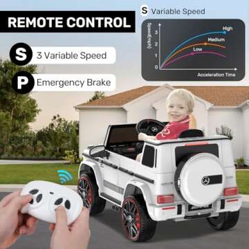 ANPABO Licensed Mercedes-Benz G63 Car for Kids, 12V Ride on Car w/Parent Remote Control, Low Battery Voice Prompt, LED Headlight, Music Player & Horn, Soft Start, Kids Electric Vehicle, White