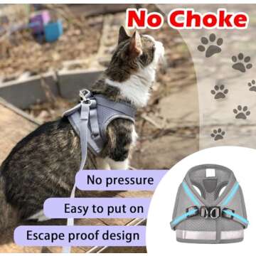 Cat Harnesses and Puppy Harness with Leashes Set, Escape Proof Cat Harness, Adjustable Reflective Soft Mesh Vest Fit Puppy Kitten Rabbit Ferrets's Outdoor Harness