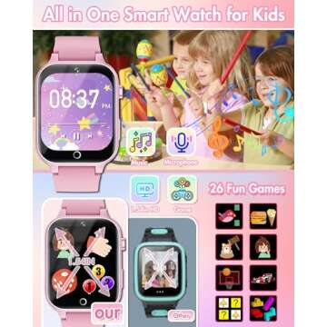 Smart Watch for Kids with Video Camera Music Player Educational Birthday Gifts Toys for 6 7 8 9 10 11 12 Year Old Girls