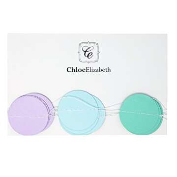 Chloe Elizabeth Circle Dots Paper Party Garland Streamer Backdrop (4-Pack, 10 Feet Per Garland, 40 Feet Total) - Rainbow Pastel