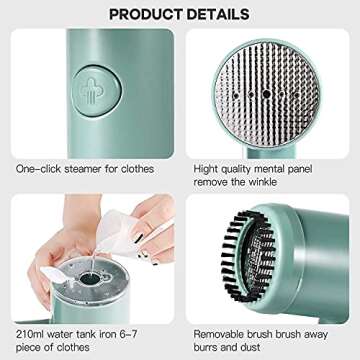 Steamer for Clothes Portable Travel Steamer 1200W Handheld Garment Steamer 210ML Large Water Tank, 20s Fast Heat Powerful Clothing Steamer for Travel, Leak Proof Wrinkle Remover for Any Fabric Garments