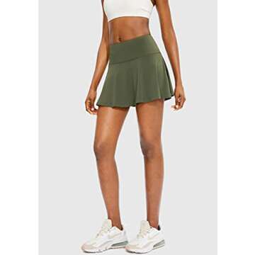 SANTINY Women's Pleated Tennis Skirt with 4 Pockets