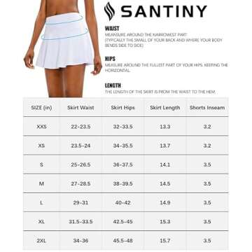 SANTINY Women's Pleated Tennis Skirt with 4 Pockets