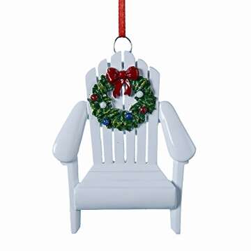 Kurt Adler Adirondack Chair Wreath White 4 Inch Resin Ornament