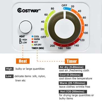 COSTWAY Compact Laundry Dryer - Portable & Efficient