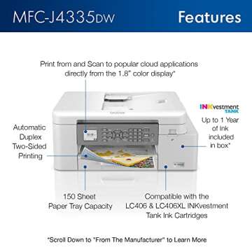 All-in-One Brother MFC-J4335DW Printer with Ink