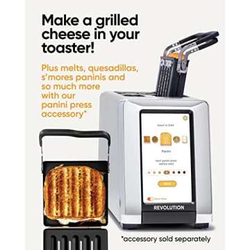 Revolution R180S High-Speed Touchscreen Toaster, 2-Slice Smart Toaster with Patented InstaGLO Technology & Revolution Toastie Panini Press