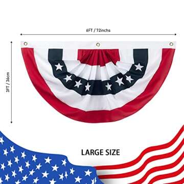 2PCS American Pleated Fan Flag, 3 x 6 Feet USA Patriotic Half Fan Bunting Flag Indoor Outdoor Decoration for 4th of July, Memorial Day and Veterans Day