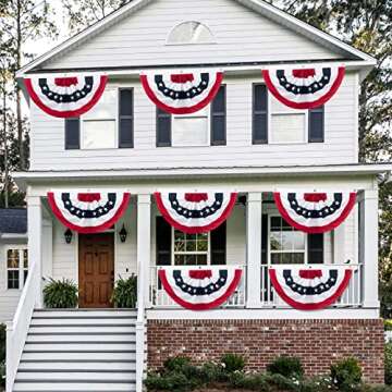 2PCS American Pleated Fan Flag, 3 x 6 Feet USA Patriotic Half Fan Bunting Flag Indoor Outdoor Decoration for 4th of July, Memorial Day and Veterans Day