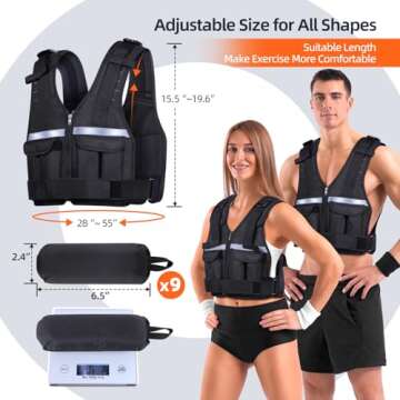 Adjustable Weighted Vest Weights Set: Sportneer 2 4 6 8 10 12 14 16 19Lbs Body Weight Vests 9 In 1 Fast Adjust Running Vest for Men Women Gym Home Workout Fitness Exercise Strength Training 2-19 Lbs