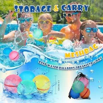 ZUPIIY Reusable Water Balloons, Summer Water Toys, Outdoor Toys, Pool Toys, Self-Sealing Water Bomb for Kids Adults, Silicone Water Ball Easy Quick Fill, Fun Splash Water Bomb Party Supplies(12 PCS)