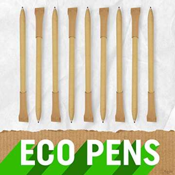 Agile Home and Garden Eco-Friendly Pens - Recycled Paper Pen Set, Eco-Friendly Ink Pens, Pack of 50 Eco Pens - Eco-Friendly School Supplies, Eco Office Supplies Ink Pens