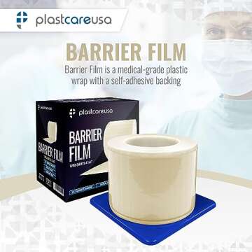 Clear Barrier Film Roll 4"x6" - 6.5nm Thickness Medical Grade Surface Protective Dental Barrier Film for Dental, Medical, Tattoo - Easy Peel, Non-Stick Tape (1 Box of 1200 Sheets) by PlastCare USA