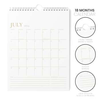 Karto Wall Calendar 2024-2025 - Vertical 8.5x11 inch Runs Until December 2025 - Boost Your Productivity and Easy Planning with the Aesthetic Monthly Calendar - Golden