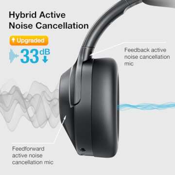 Vibeadio Hybrid Active Noise Cancelling Headphones