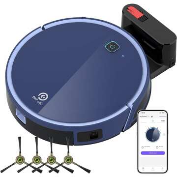 Robot Vacuum Cleaner, Strong Suction Alexa Robot, Schedule Cleaning, Precise Obstacle Detection, Smart Self Charging Robotic Vacuums, Ideal for Home, Pet Hair, Hard Floors, Low-Pile Carpets