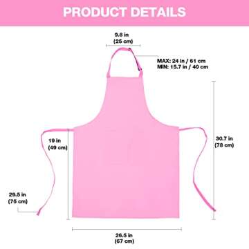 loteaf 4 Packs Chef Apron with 2 Pockets, Waterproof Adjustable Apron for Men Women Perfect for Kitchen Cooking Baking Gardening Restaurant BBQ Coffee House, Professional Apron (Pink)