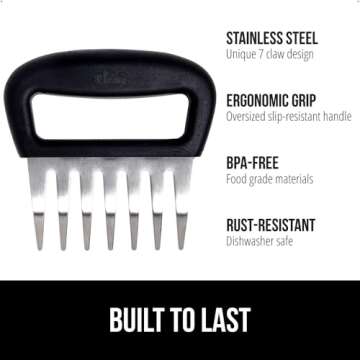 Gorilla Grip Stainless Steel Meat Shredder Claws - BBQ Tool for Easy Shredding