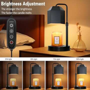 Candle Warmer Lamp with Timer,Electric Candle warmer,Adjustable Height Dimmable Candle Warmer Lamp,Flameless Scented Candle Warmer,Compatible with Various Candles,Candle warmer for Home Decor,Black