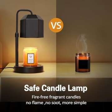 Candle Warmer Lamp with Timer,Electric Candle warmer,Adjustable Height Dimmable Candle Warmer Lamp,Flameless Scented Candle Warmer,Compatible with Various Candles,Candle warmer for Home Decor,Black