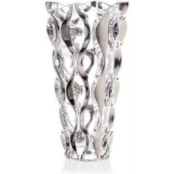 Elegant Hand-Made 12" Silver Flower Crystal Glass Vase for Gifts