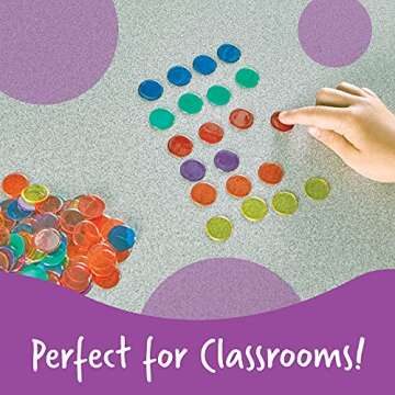 Learning Resources Transparent Color Counting Chips - 250 Pieces, Ages 5+, Math Counters for Kids, Counting Chips, Perfect for Bingo Games,Back to School Supplies,Teacher Supplies